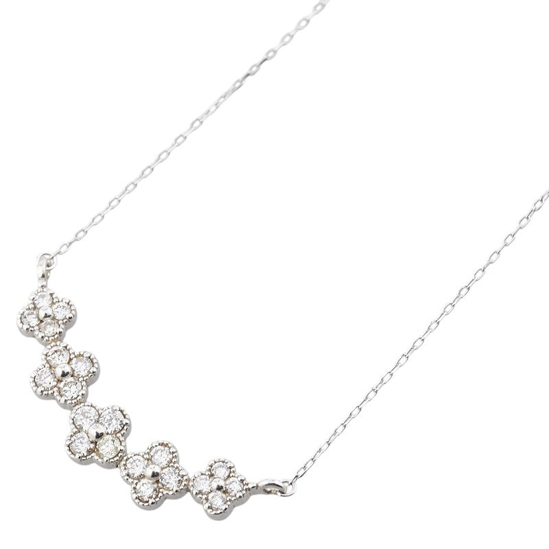 K18WG ホワイトゴールド ダイヤ0.30ct フラワー 花 モチーフ ペンダントネックレス レディース 【中古】