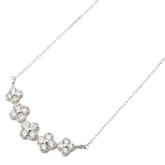 K18WG ホワイトゴールド ダイヤ0.30ct フラワー 花 モチーフ ペンダントネックレス レディース 【中古】