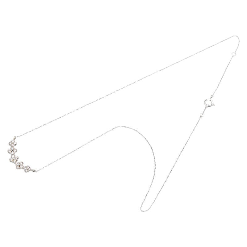 K18WG ホワイトゴールド ダイヤ0.30ct フラワー 花 モチーフ ペンダントネックレス レディース 【中古】