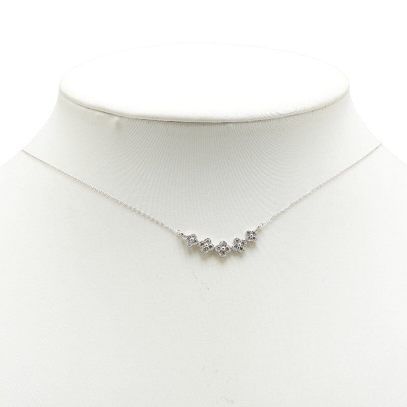 K18WG ホワイトゴールド ダイヤ0.30ct フラワー 花 モチーフ ペンダントネックレス レディース 【中古】