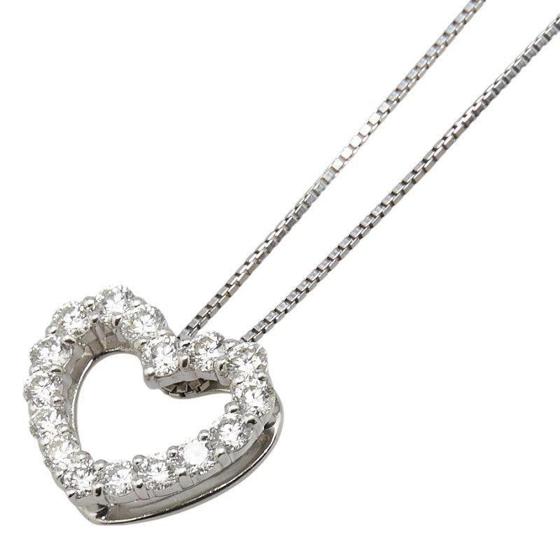 Pt900 プラチナ Pt850 プラチナ ダイヤ1.00ct ハート モチーフ ネックレス レディース 【中古】