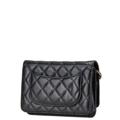 シャネル マトラッセ ココマーク チェーン ウォレット ショルダーバッグ ブラック キャビアスキン レディース CHANEL 【中古】