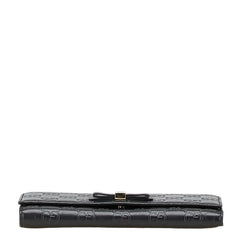 グッチ グッチシマ リボン 長財布 388679 ブラック レザー レディース GUCCI 【中古】