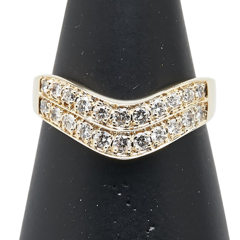 K18YG イエローゴールド ダイヤ0.39ct リング 指輪 レディース 12号 【中古】