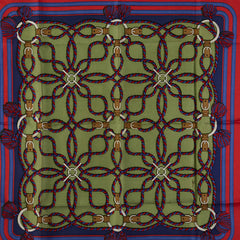 エルメス カレ80 ロープ ベルト タッセル スカーフ レッド グリーン マルチカラー シルク レディース HERMES 【中古】