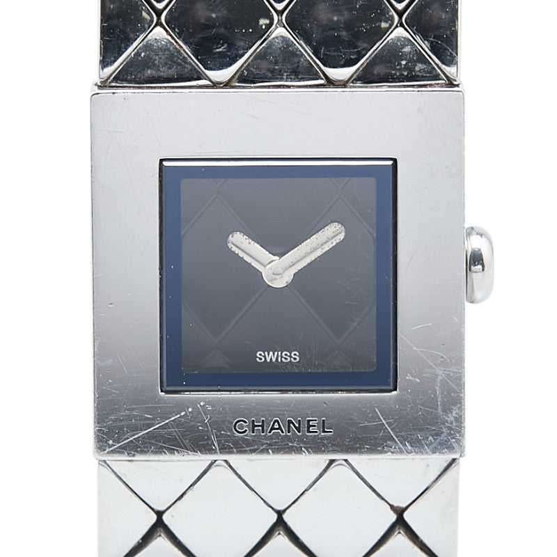 シャネル マトラッセ 腕時計 H0009 クオーツ ブラック文字盤 ステンレススチール レディース CHANEL 【中古】