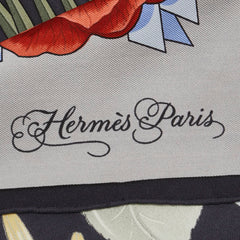 エルメス カレ90 Fleurs de L'Opera オペラの花 スカーフ グレー ピンク マルチカラー シルク レディース HERMES 【中古】