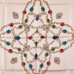 ディオール 宝石 ビジュー モチーフ スカーフ ピンク マルチカラー シルク レディース Dior 【中古】