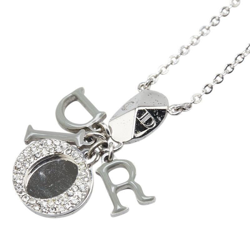 ディオール ロゴ ラインストーン ネックレス シルバー メタル レディース Dior 【中古】