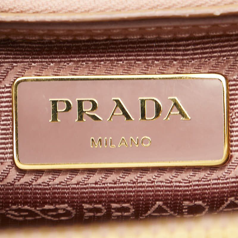 プラダ ガレリア 三角ロゴプレート ハンドバッグ ショルダーバッグ 2WAY BN2316 オレンジ エナメル レディース PRADA 【中古】