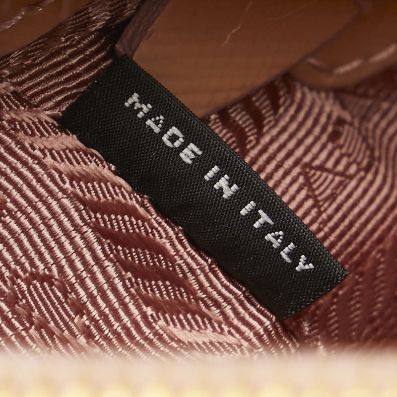 プラダ ガレリア 三角ロゴプレート ハンドバッグ ショルダーバッグ 2WAY BN2316 オレンジ エナメル レディース PRADA 【中古】