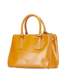 プラダ ガレリア 三角ロゴプレート ハンドバッグ ショルダーバッグ 2WAY BN2316 オレンジ エナメル レディース PRADA 【中古】
