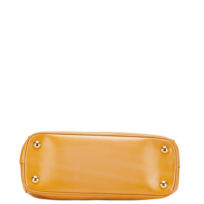 プラダ ガレリア 三角ロゴプレート ハンドバッグ ショルダーバッグ 2WAY BN2316 オレンジ エナメル レディース PRADA 【中古】