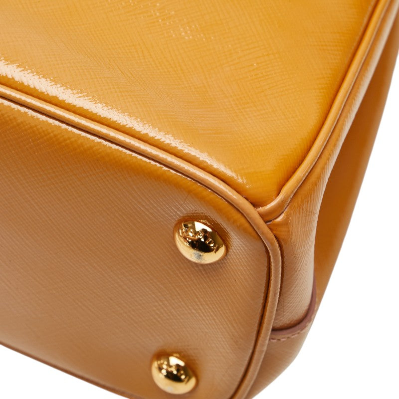 プラダ ガレリア 三角ロゴプレート ハンドバッグ ショルダーバッグ 2WAY BN2316 オレンジ エナメル レディース PRADA 【中古】
