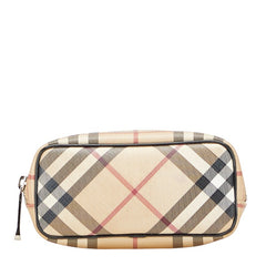 バーバリー ノバチェック ポーチ 小物入れ ベージュ マルチカラー PVC レディース BURBERRY 【中古】