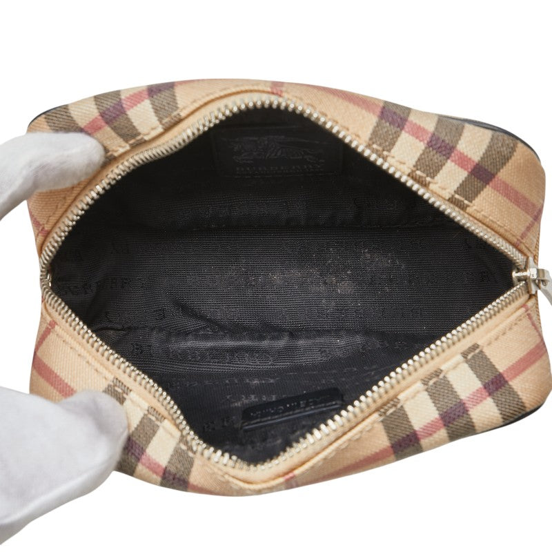 バーバリー ノバチェック ポーチ 小物入れ ベージュ マルチカラー PVC レディース BURBERRY 【中古】