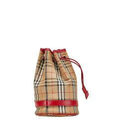 バーバリー ノバチェック シャドーホース ポーチ ベージュ マルチカラー キャンバス レザー レディース BURBERRY 【中古】