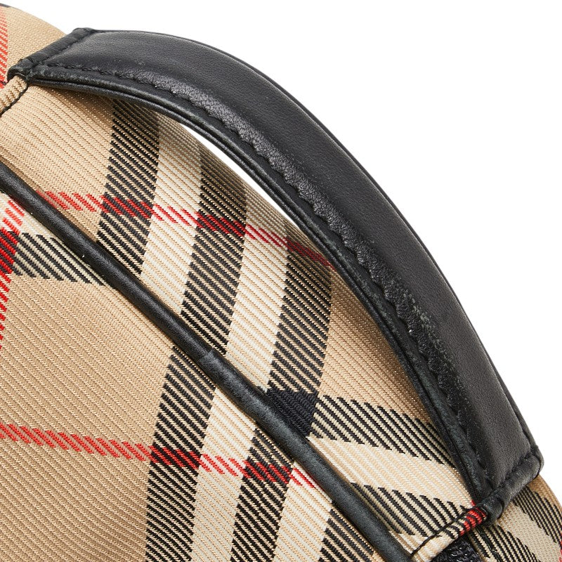 バーバリー ノバチェック ポーチ ベージュ ブラック レッド キャンバス レザー レディース BURBERRY 【中古】