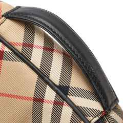 バーバリー ノバチェック ポーチ ベージュ ブラック レッド キャンバス レザー レディース BURBERRY 【中古】