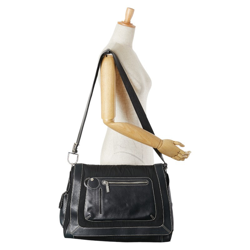 ヴェルサーチェ ショルダーバッグ ブラック レザー ポリエステル レディース VERSACE 【中古】