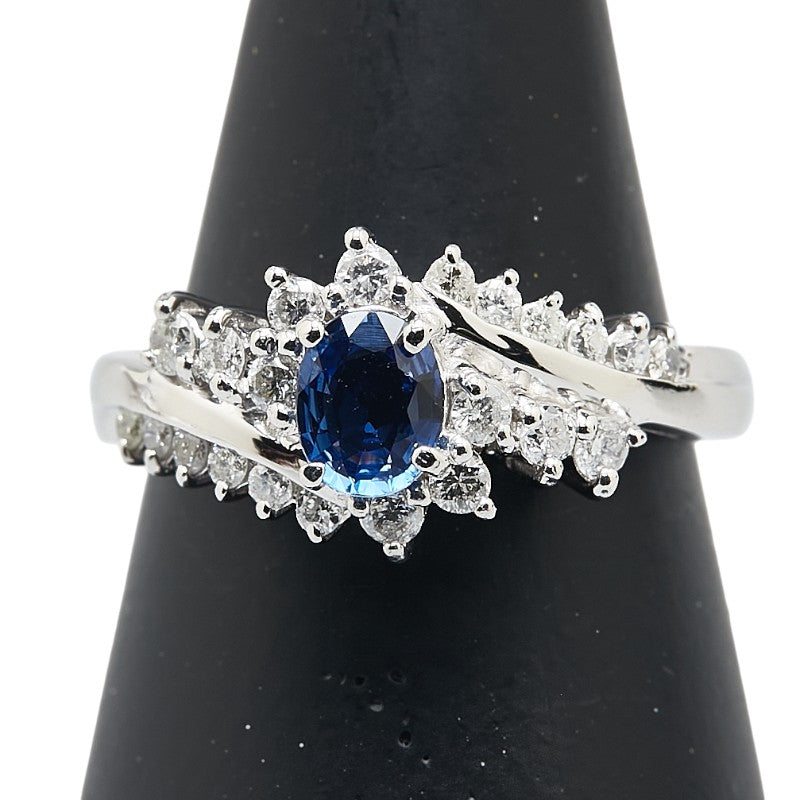 ノーブランド Pt900 プラチナ サファイア0.59ct ダイヤ0.31ct リング 指輪 レディース no brand 12.5号 【中古】