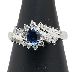 ノーブランド Pt900 プラチナ サファイア0.59ct ダイヤ0.31ct リング 指輪 レディース no brand 12.5号 【中古】