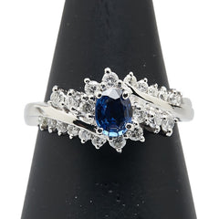 ノーブランド Pt900 プラチナ サファイア0.59ct ダイヤ0.31ct リング 指輪 レディース no brand 12.5号 【中古】