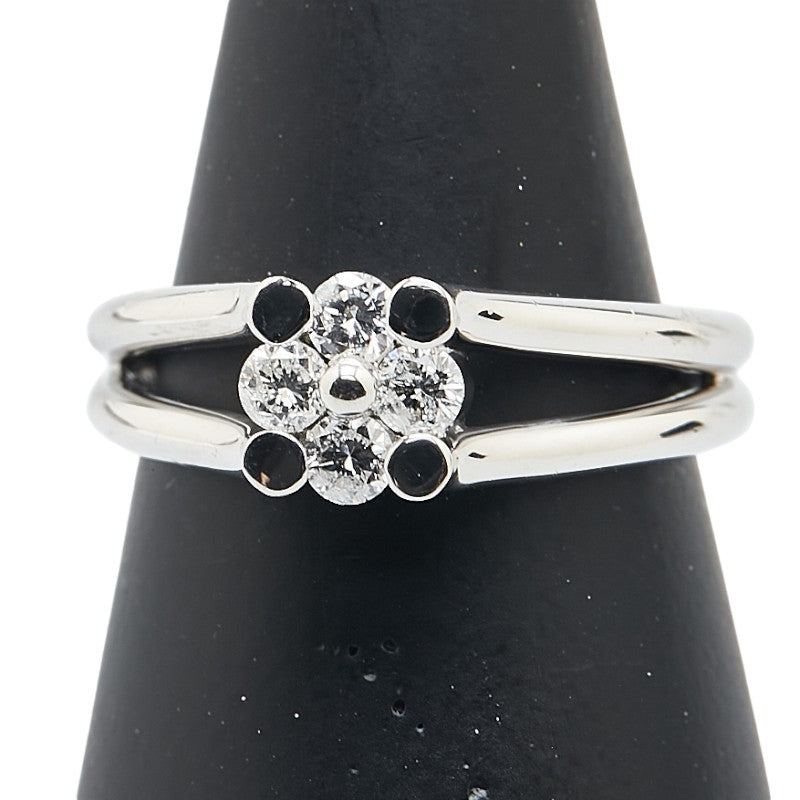ノーブランド Pt900 プラチナ ダイヤ0.33ct フラワー 花 モチーフ リング 指輪 レディース no brand 12号 【中古】