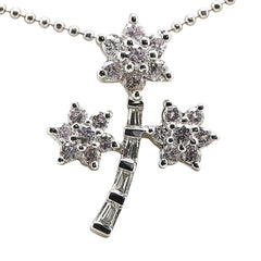 ノーブランド K18WG ホワイトゴールド ダイヤ0.60ct フラワー 花 モチーフ ネックレス レディース no brand 【中古】