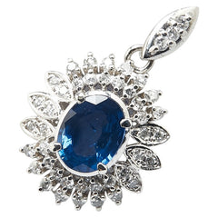 ノーブランド Pt900 プラチナ サファイア1.20ct ダイヤ0.36ct ペンダントトップ レディース no brand 【中古】