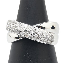 ノーブランド K18WG ホワイトゴールド ダイヤ リング 指輪 レディース no brand 14号 【中古】