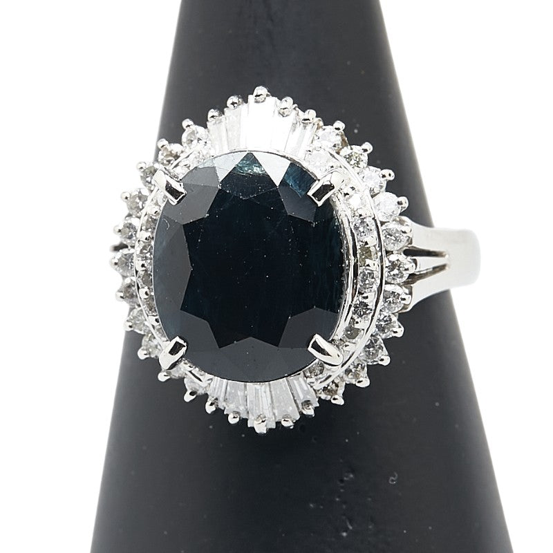 ノーブランド Pt900 プラチナ サファイア7.37ct メレダイヤ0.35ct リング 指輪 レディース no brand 14号 【中古】