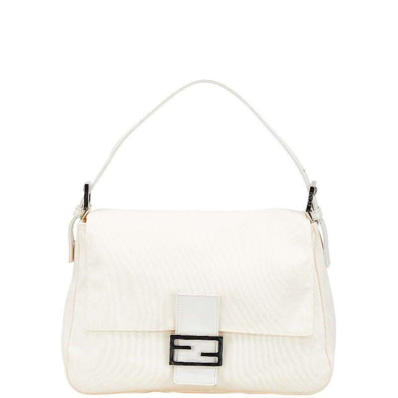 フェンディ マンマバケット ハンドバッグ ワンショルダーバッグ ホワイト キャンバス レザー レディース FENDI 【中古】