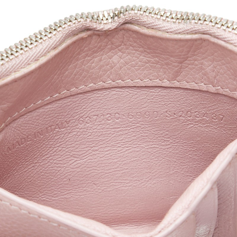 バレンシアガ ロゴ コインケース 637130 ピンク レザー レディース BALENCIAGA 【中古】