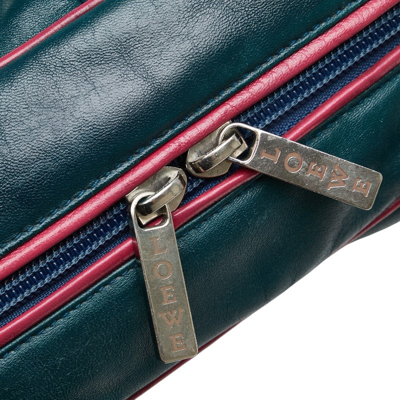 ロエベ ハンドバッグ グリーン パープル レザー レディース LOEWE 【中古】