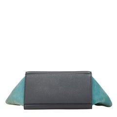 セリーヌ トラペーズ スモール ハンドバッグ ショルダーバッグ 2WAY ブラック ブルー レザー スウェード レディース CELINE 【中古】