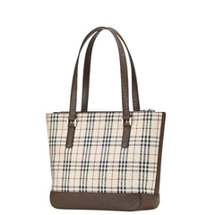 バーバリー ノバチェック トートバッグ ハンドバッグ ブラウン ベージュ キャンバス レザー レディース BURBERRY 【中古】