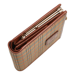 バーバリー ノバチェック 二つ折り財布 ブラウン キャンバス レザー レディース BURBERRY 【中古】