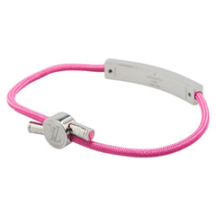 ルイ ヴィトン ブラスレ LVスペース ブレスレット M00282 シルバー ピンク メタル キャンバス レディース LOUIS VUITTON 【中古】