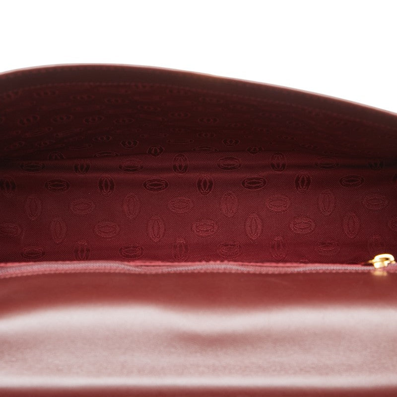 カルティエ マストライン ハンドバッグ ワインレッド ボルドー レザー レディース CARTIER 【中古】