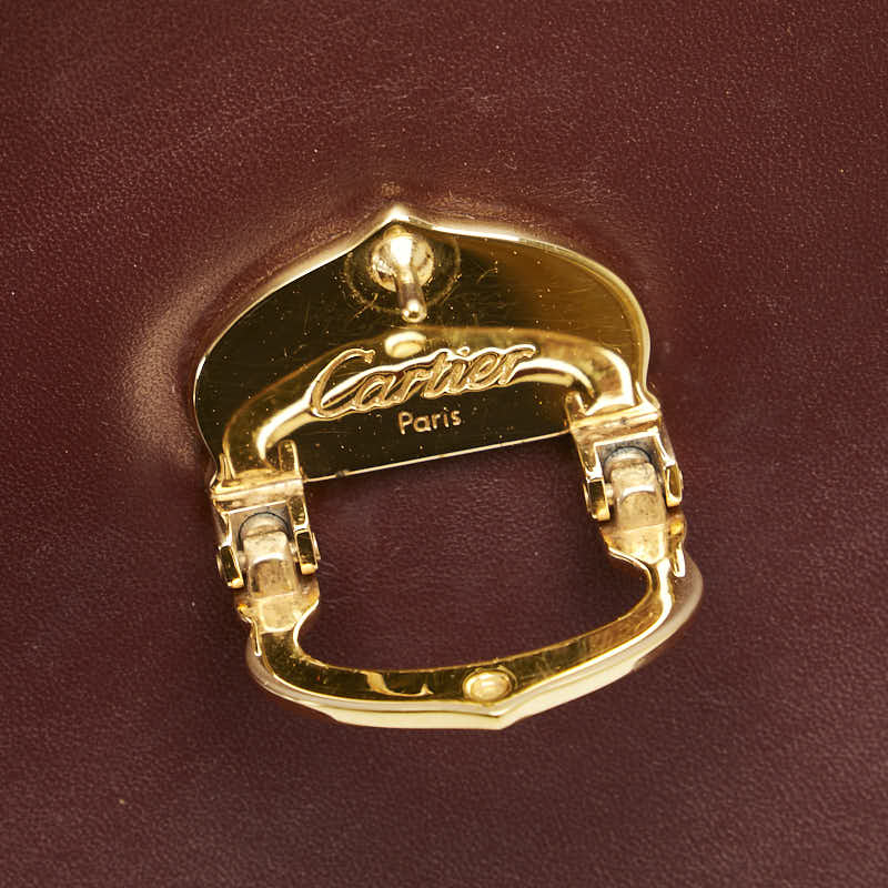 カルティエ マストライン ハンドバッグ ワインレッド ボルドー レザー レディース CARTIER 【中古】
