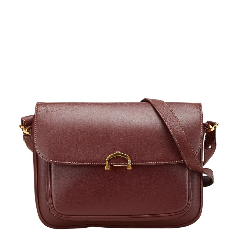 カルティエ マストライン ショルダーバッグ ワインレッド レザー レディース CARTIER 【中古】