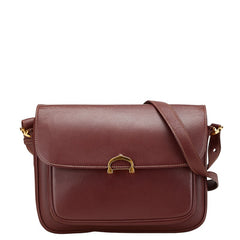 カルティエ マストライン ショルダーバッグ ワインレッド レザー レディース CARTIER 【中古】