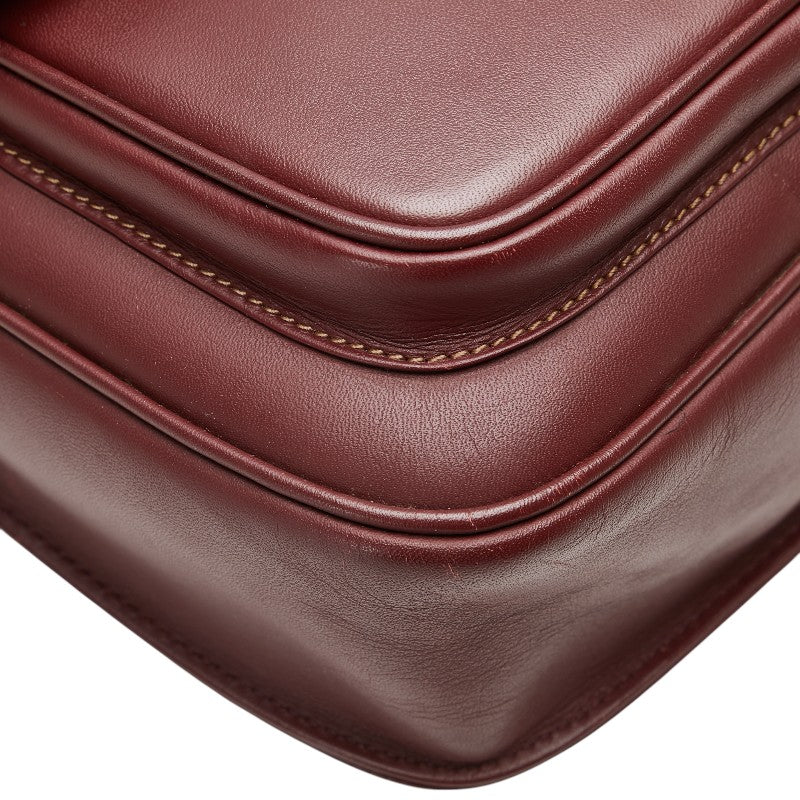 カルティエ マストライン ショルダーバッグ ワインレッド レザー レディース CARTIER 【中古】