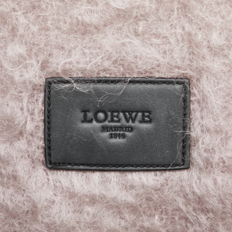 ロエベ マフラー ピンク ブラック ウール レザー モヘヤ レディース LOEWE 【中古】