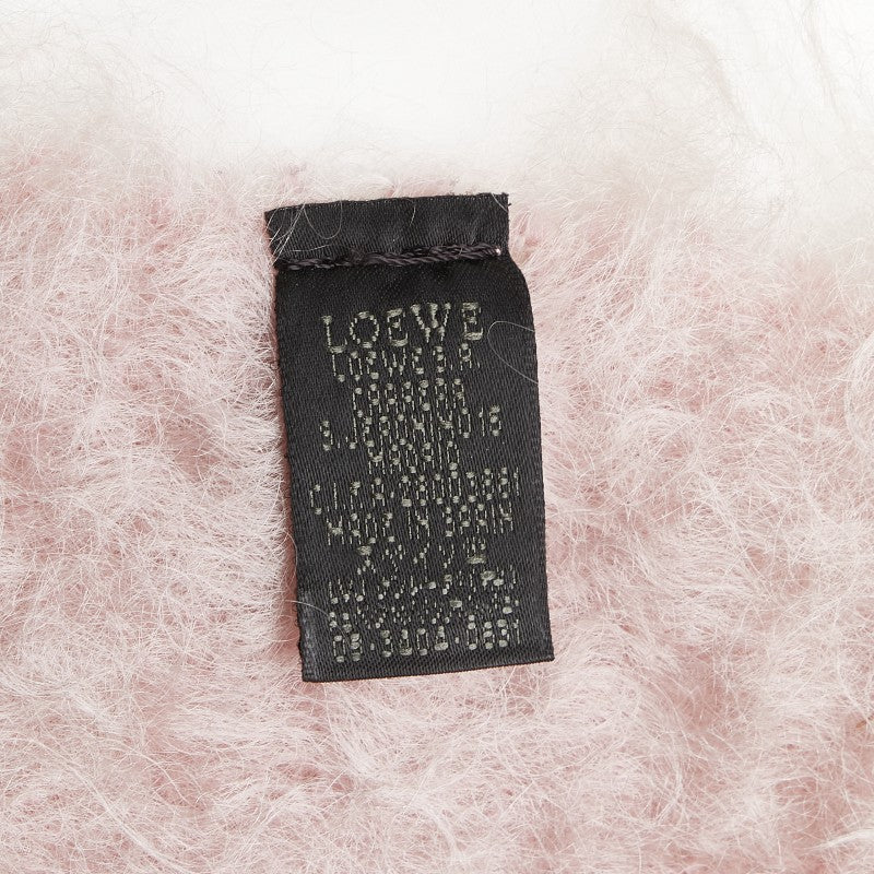 ロエベ マフラー ピンク ブラック ウール レザー モヘヤ レディース LOEWE 【中古】