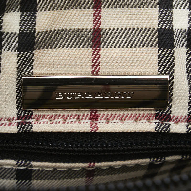 バーバリー ノバチェック ミニボストンバッグ ブラック レザー レディース BURBERRY 【中古】