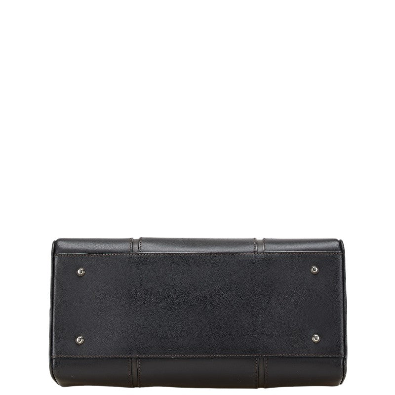 バーバリー ノバチェック ミニボストンバッグ ブラック レザー レディース BURBERRY 【中古】