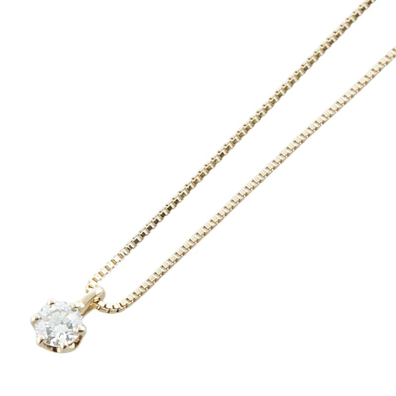 ゴールド K18YG イエローゴールド ダイヤ0.07ct ベネチアンチェーン ネックレス レディース 【中古】