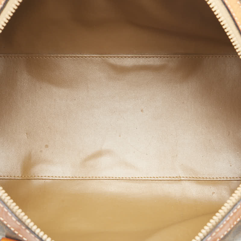 セリーヌ マカダム ボストンバッグ ハンドバッグ ブラウン PVC レザー レディース CELINE 【中古】